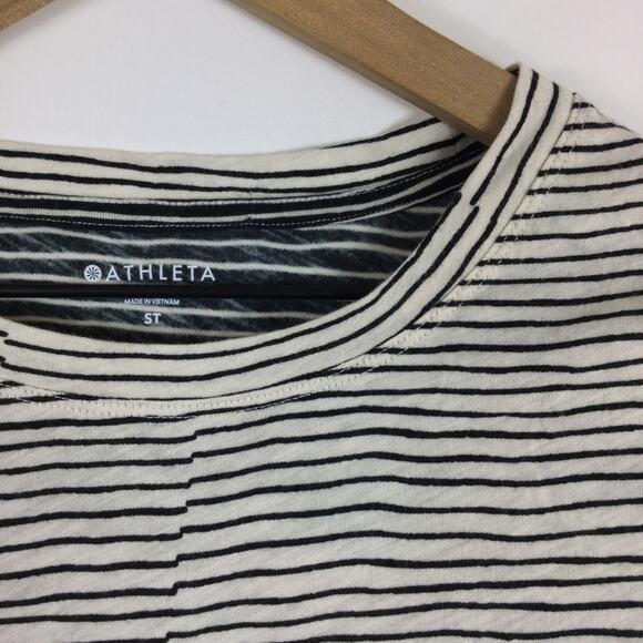 Athleta Organic Daily Crew Tee, Striped, size small tall - Picture 3 of 5